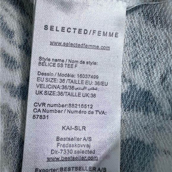 Selected Femme White Foral Sheer Scoop Neck Tshirt Size 36 - Picture 9 of 10